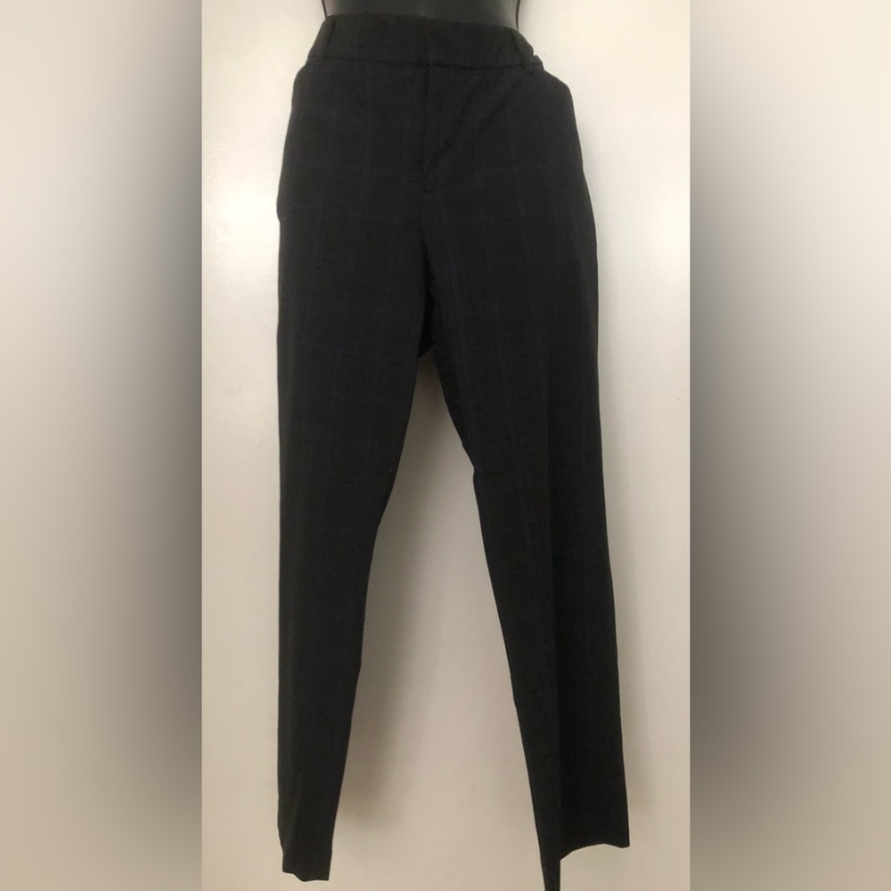 Gap slim cropped Sz 10 Pants. Black with blue and gray stripes.